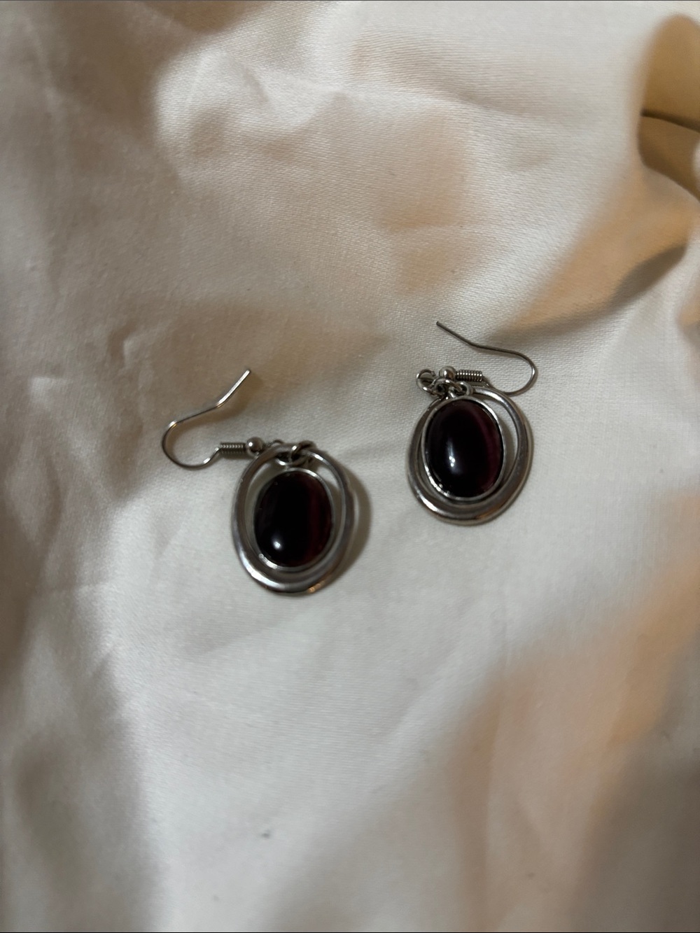 Silver Amethyst fish hook earrings NWOT